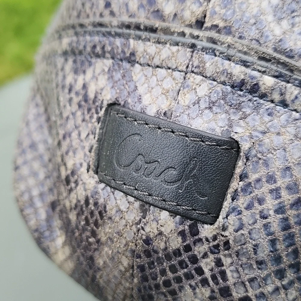 Coach Light Grey/Beige Python Embossed Leather Shoulder Tote Bag - Picture 8 of 15